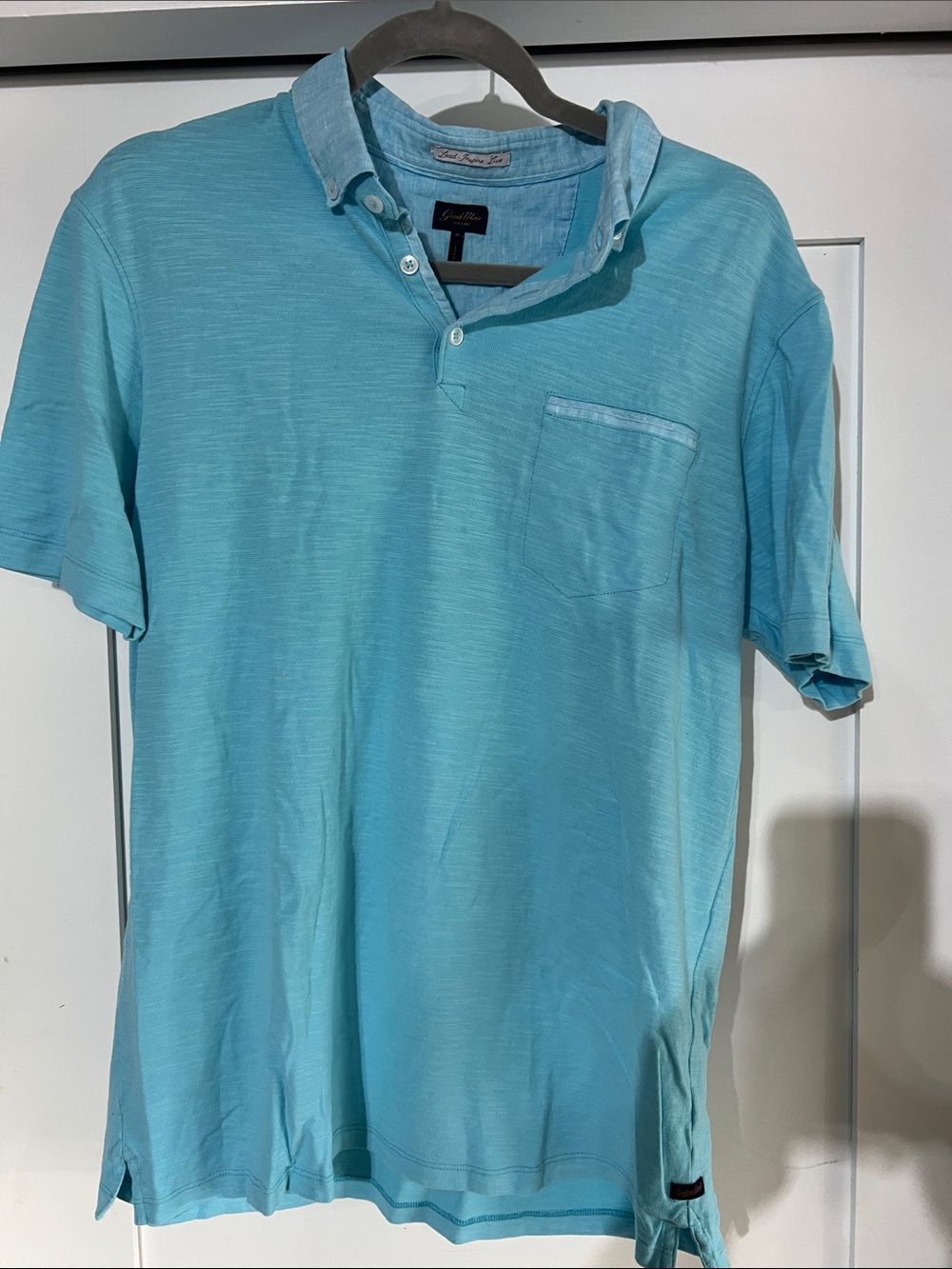 Good Man Brand Aqua Short-Sleeve Polo with Chest Pocket